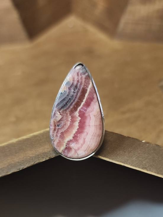 Jewelry - Teardrop Pink Rhodochrosite Statement Ring -